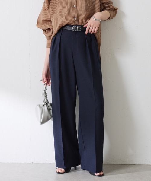 COLLAGE GALLARDAGALANTE（コラージュガリャルダガランテ）の「ジャージワイドパンツ/セットアップ可/WEB限定カラー・サイズ展開（スラックス・レディース・ピンク/ベージュ/ネイビー/オフホワイト/ブラック/オレンジ/ライトグレー・0/1/2/PS/TM/XL）」の5枚目の写真