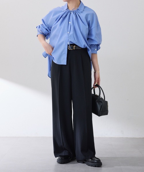 COLLAGE GALLARDAGALANTE（コラージュガリャルダガランテ）の「ジャージワイドパンツ/セットアップ可/WEB限定カラー・サイズ展開（スラックス・レディース・ピンク/ベージュ/ネイビー/オフホワイト/ブラック/オレンジ/ライトグレー・0/1/2/PS/TM/XL）」の8枚目の写真