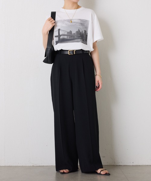 COLLAGE GALLARDAGALANTE（コラージュガリャルダガランテ）の「ジャージワイドパンツ/セットアップ可/WEB限定カラー・サイズ展開（スラックス・レディース・ピンク/ベージュ/ネイビー/オフホワイト/ブラック/オレンジ/ライトグレー・0/1/2/PS/TM/XL）」の9枚目の写真