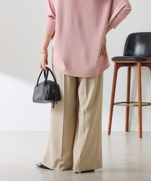 COLLAGE GALLARDAGALANTE（コラージュガリャルダガランテ）の「ジャージワイドパンツ/セットアップ可/WEB限定カラー・サイズ展開（スラックス・レディース・ピンク/ベージュ/ネイビー/オフホワイト/ブラック/オレンジ/ライトグレー・0/1/2/PS/TM/XL）」の12枚目の写真