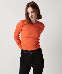 RIBBED CROP KNIT TOP (SUNSET ORANGE)