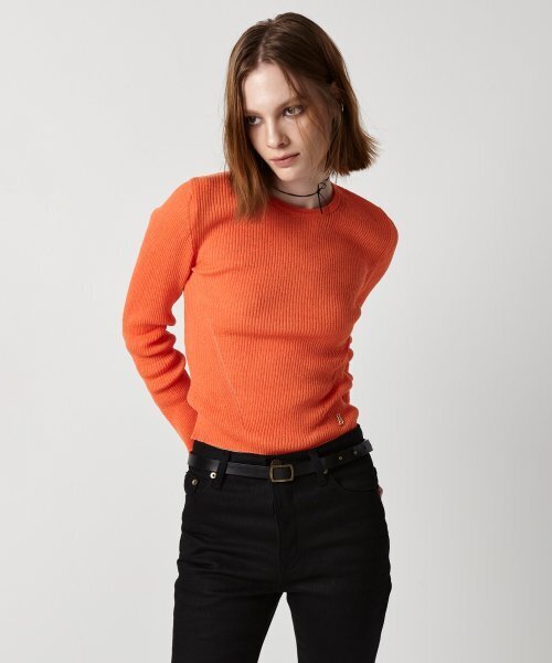 EAN JO(イアンジョー)の「RIBBED CROP KNIT TOP (SUNSET ORANGE)(ニット/セーター・レディース・その他・ONE SIZE)」の1枚目の写真