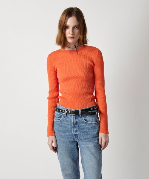 EAN JO(イアンジョー)の「RIBBED CROP KNIT TOP (SUNSET ORANGE)(ニット/セーター・レディース・その他・ONE SIZE)」の4枚目の写真