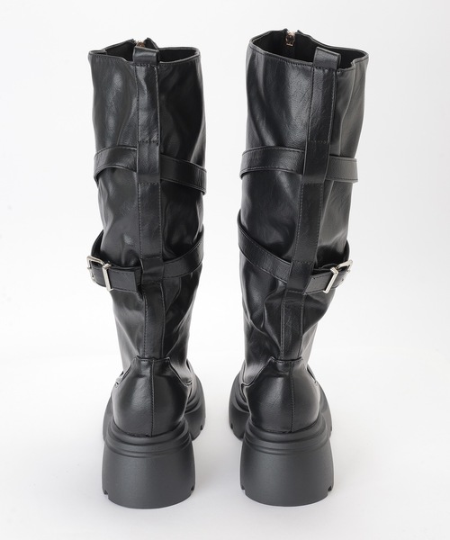 Lace Ladies（レースレディース）の「レザー調 フロント ジップ ロング ブーツ（ブーツ・レディース・ブラック/アイボリー・22.5cm/23cm/23.5cm/24cm/24.5cm/25cm）」の11枚目の写真