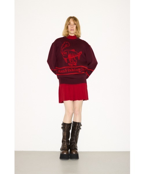 THROW by SLY(スローバイスライ)の「THROW Chaos Fishing Club KNIT TOPS カオスフィッシングクラブ ニットトップス 秋服 冬服(ニット/セーター・レディース・ブラック/バーガンディー・2/1)」の20枚目の写真