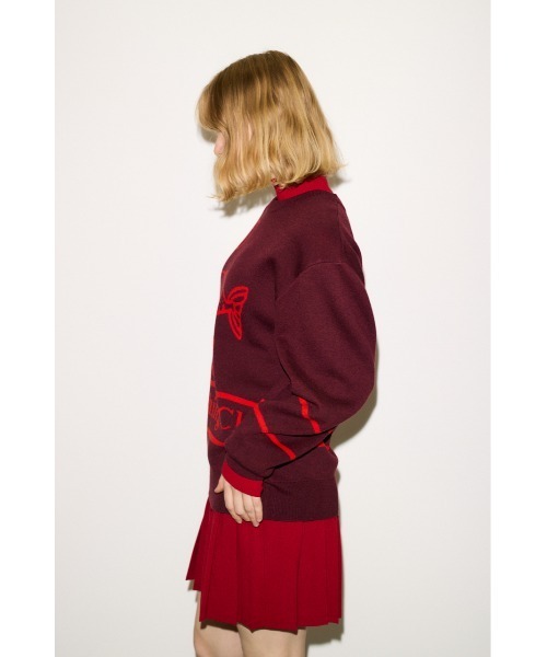 THROW by SLY(スローバイスライ)の「THROW Chaos Fishing Club KNIT TOPS カオスフィッシングクラブ ニットトップス 秋服 冬服(ニット/セーター・レディース・ブラック/バーガンディー・2/1)」の22枚目の写真
