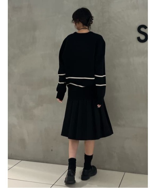 THROW by SLY(スローバイスライ)の「THROW Chaos Fishing Club KNIT TOPS カオスフィッシングクラブ ニットトップス 秋服 冬服(ニット/セーター・レディース・ブラック/バーガンディー・2/1)」の4枚目の写真