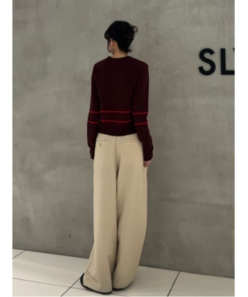 THROW by SLY(スローバイスライ)の「THROW Chaos Fishing Club KNIT TOPS カオスフィッシングクラブ ニットトップス 秋服 冬服(ニット/セーター・レディース・ブラック/バーガンディー・2/1)」の11枚目の写真
