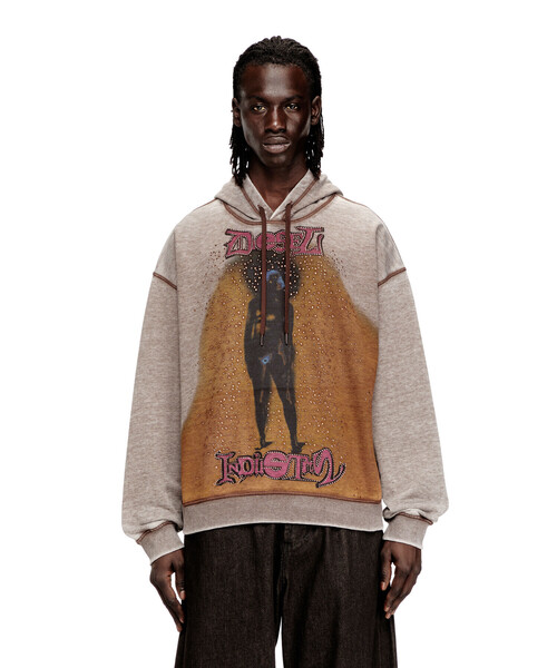 DIESEL(ディーゼル)の「メンズ プルオーバーパーカー S-BOXTON-HOOD(パーカー・メンズ・ブラウン系その他・LARGE/MEDIUM/SMALL)」の3枚目の写真