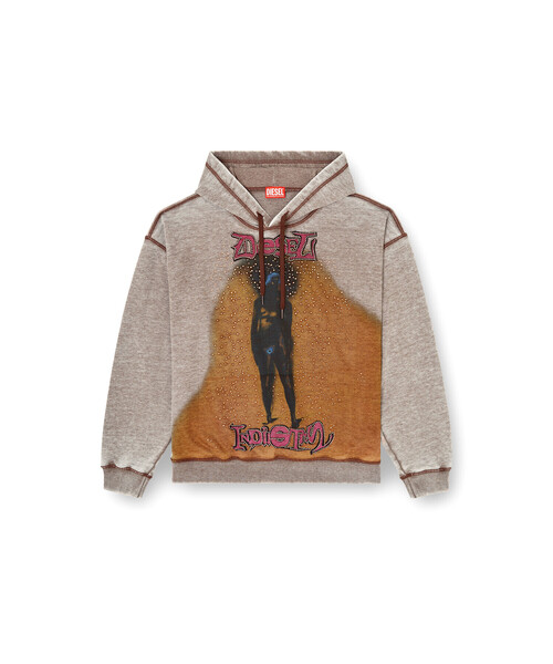 DIESEL(ディーゼル)の「メンズ プルオーバーパーカー S-BOXTON-HOOD(パーカー・メンズ・ブラウン系その他・LARGE/MEDIUM/SMALL)」の4枚目の写真