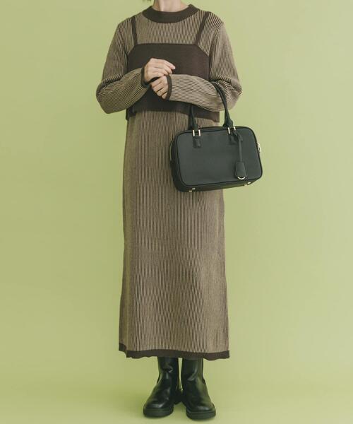 ITEMS URBANRESEARCH（アイテムズ アーバンリサーチ）の「ビスチェニットワンピース（ワンピース・レディース・ベージュ/ブラウン・FREE）」の2枚目の写真