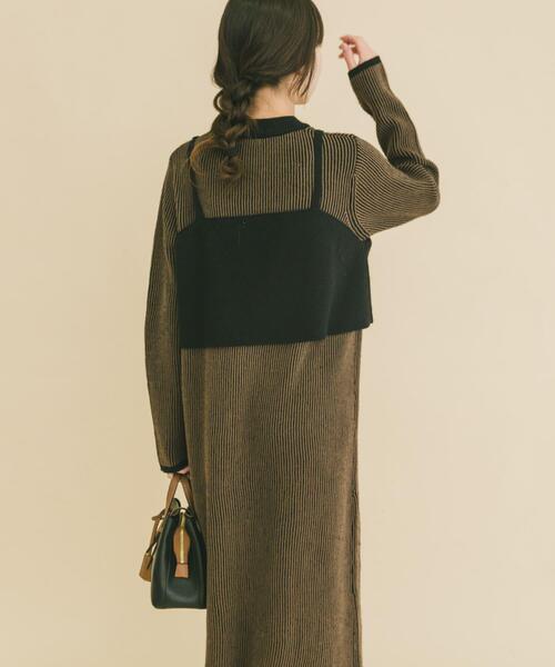 ITEMS URBANRESEARCH（アイテムズ アーバンリサーチ）の「ビスチェニットワンピース（ワンピース・レディース・ベージュ/ブラウン・FREE）」の4枚目の写真
