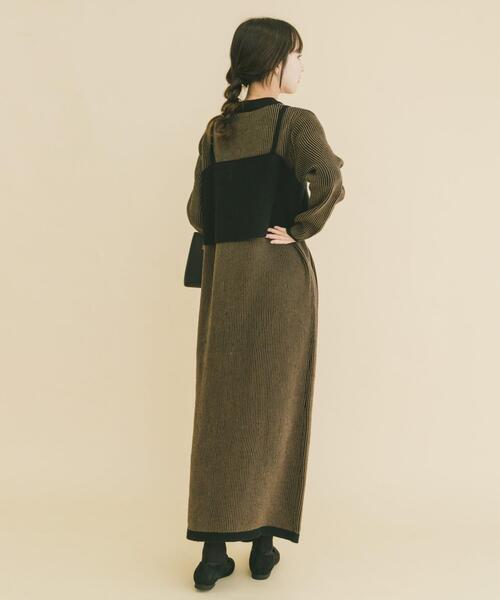 ITEMS URBANRESEARCH（アイテムズ アーバンリサーチ）の「ビスチェニットワンピース（ワンピース・レディース・ベージュ/ブラウン・FREE）」の7枚目の写真