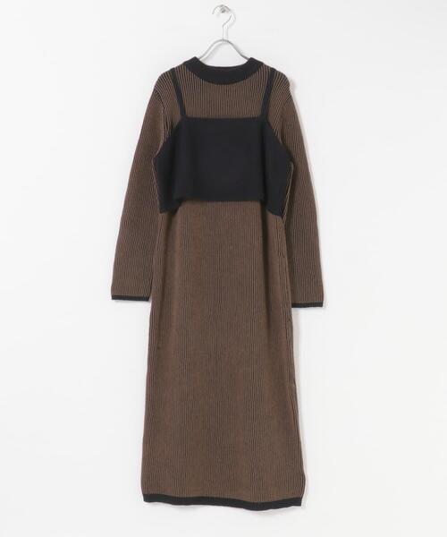 ITEMS URBANRESEARCH（アイテムズ アーバンリサーチ）の「ビスチェニットワンピース（ワンピース・レディース・ベージュ/ブラウン・FREE）」の8枚目の写真