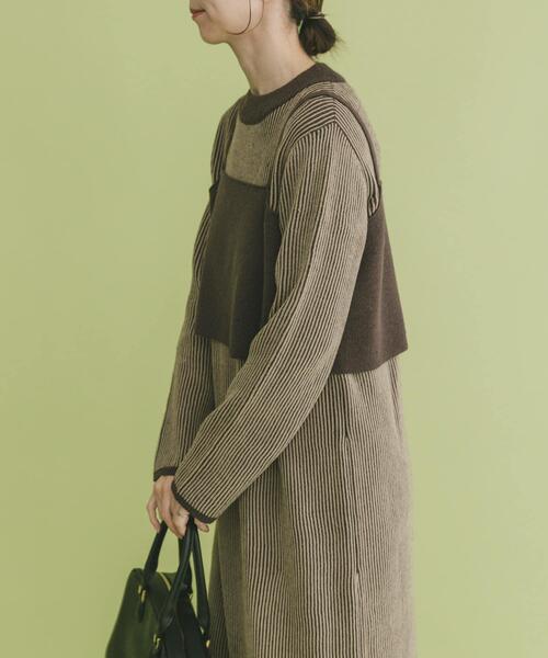 ITEMS URBANRESEARCH（アイテムズ アーバンリサーチ）の「ビスチェニットワンピース（ワンピース・レディース・ベージュ/ブラウン・FREE）」の15枚目の写真