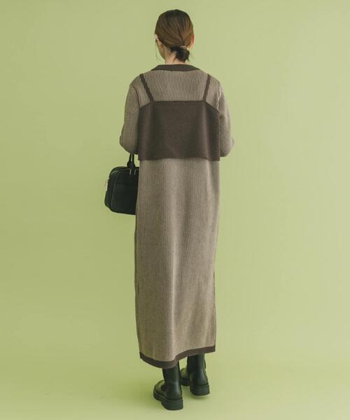 ITEMS URBANRESEARCH（アイテムズ アーバンリサーチ）の「ビスチェニットワンピース（ワンピース・レディース・ベージュ/ブラウン・FREE）」の18枚目の写真