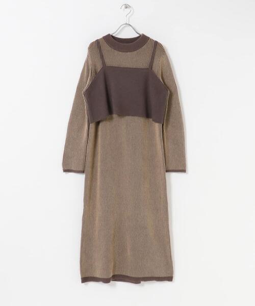 ITEMS URBANRESEARCH（アイテムズ アーバンリサーチ）の「ビスチェニットワンピース（ワンピース・レディース・ベージュ/ブラウン・FREE）」の21枚目の写真