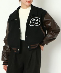 GORGE | 《配色×ショート丈》レディース スタジャン ブルゾン 体型カバー ゆる袖 アウター 秋冬(その他アウター)