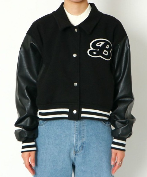 GORGE（ゴージ）の「《配色×ショート丈》レディース スタジャン ブルゾン 体型カバー ゆる袖 アウター 秋冬（その他アウター・レディース・ブラウン・F）」の2枚目の写真