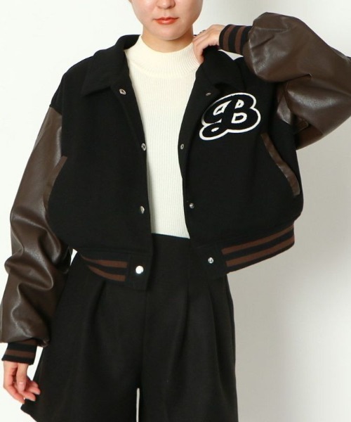 GORGE（ゴージ）の「《配色×ショート丈》レディース スタジャン ブルゾン 体型カバー ゆる袖 アウター 秋冬（その他アウター・レディース・ブラウン・F）」の7枚目の写真