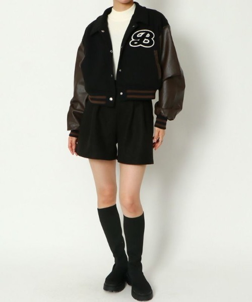 GORGE（ゴージ）の「《配色×ショート丈》レディース スタジャン ブルゾン 体型カバー ゆる袖 アウター 秋冬（その他アウター・レディース・ブラウン・F）」の9枚目の写真