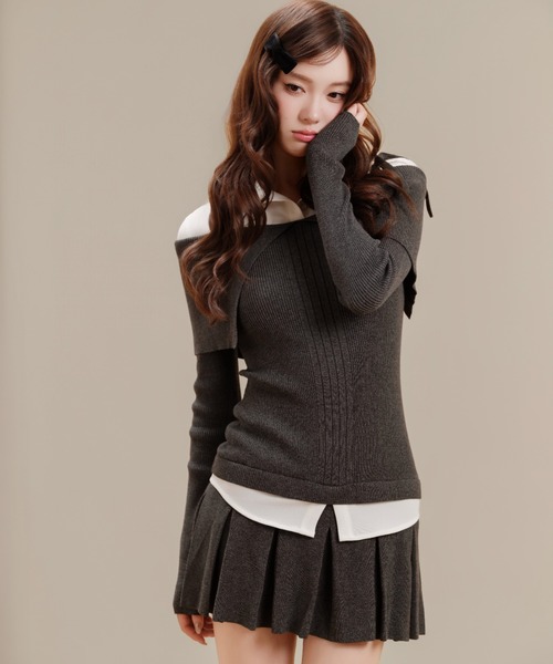 andwang Layered Grace Knit Dress ワンピース Layered Grace Knit Dress（ワンピース）｜silent(and)（サイレント