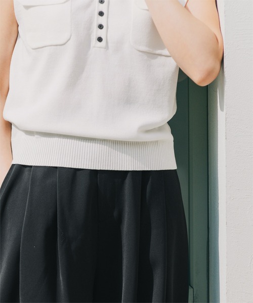 UR'S（ユアーズ）の「ノースリーブスキッパーポロニット（ニット