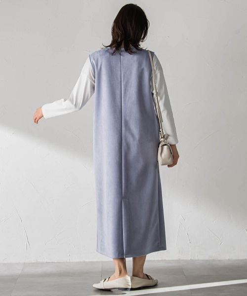 LAUTREAMONT(ロートレアモン)の「【WEB限定】フェイクスエードワンピース≪洗える≫(ワンピース・レディース・ブルー/ベージュ/チャコールグレー・11号/9号)」の16枚目の写真