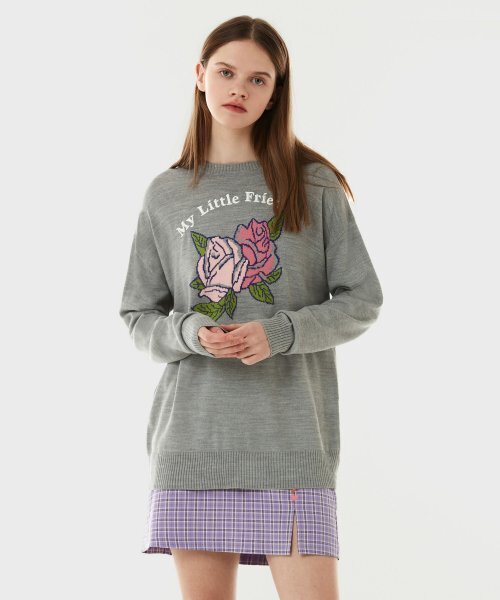 レストローズ14AW今期物ファー付ニット L'EST ROSE レストローズ 秋冬 フォックス ファー☆ セーター ニット