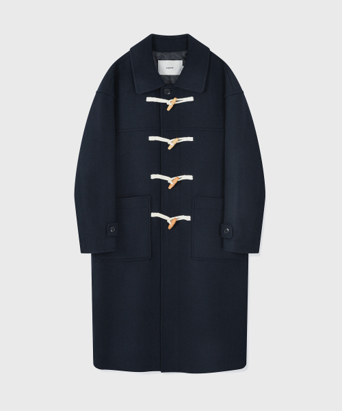 WOOL 80] ウールセミオーバーフィットダッフルコート_ネイビー
