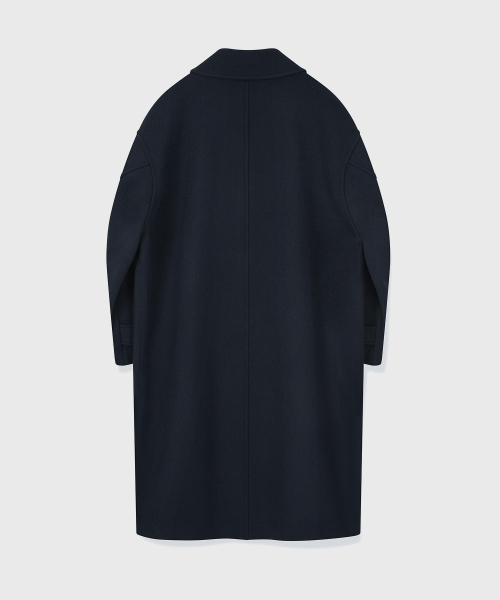 WOOL 80] ウールセミオーバーフィットダッフルコート_ネイビー