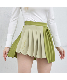 J.JANE（ジェイジェーン）の「アシンメトリック配色プリーツスカート（オリーブグリーン）（スカート）」