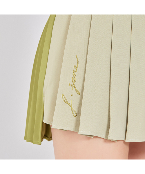 J.JANE(ジェイジェーン)の「アシンメトリック配色プリーツスカート(オリーブグリーン)(スカート・レディース・その他・XS/S/M)」の4枚目の写真