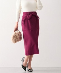 Nissen glamor | 【グラマーヒップ対応】ストレッチタイトスカート（リボンベルト付）（ホック付）(スカート)