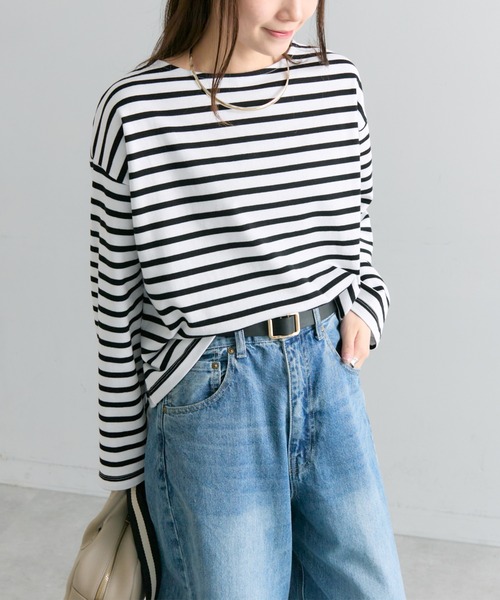 PUAL CE CIN（ピュアルセシン）の「ボーダーショートカットソー（Tシャツ/カットソー・レディース・レッド系/イエロー系/ブラック系・FREE）」の2枚目の写真