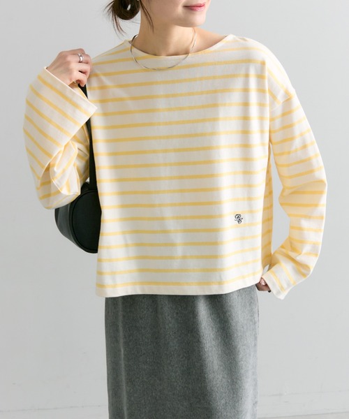 PUAL CE CIN（ピュアルセシン）の「ボーダーショートカットソー（Tシャツ/カットソー・レディース・レッド系/イエロー系/ブラック系・FREE）」の4枚目の写真