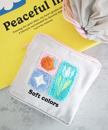 LAKOLE | 【入園入学にも】[FRUITS AND BLOOM]サガラ刺繍スクエアポーチA / 612312(ステーショナリー)