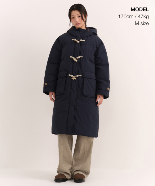 MUSINSA STANDARD WOMAN（ムシンサスタンダードウーマン）の「ウィメンズダッフルロングダウンパーカー[ダークネイビー]（ダウンジャケット/コート・レディース・その他・X-SMALL/SMALL/MEDIUM/LARGE）」の2枚目の写真