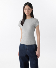 ウィメンズスリムクルーネックTシャツ[ミディアムグレー]