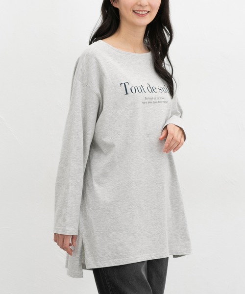 Honeys(ハニーズ)の「ゆるロゴTシャツ(Tシャツ/カットソー・レディース・ライトグレー系/ブラック/ライトブラウン/ライトパープル・F)」の2枚目の写真