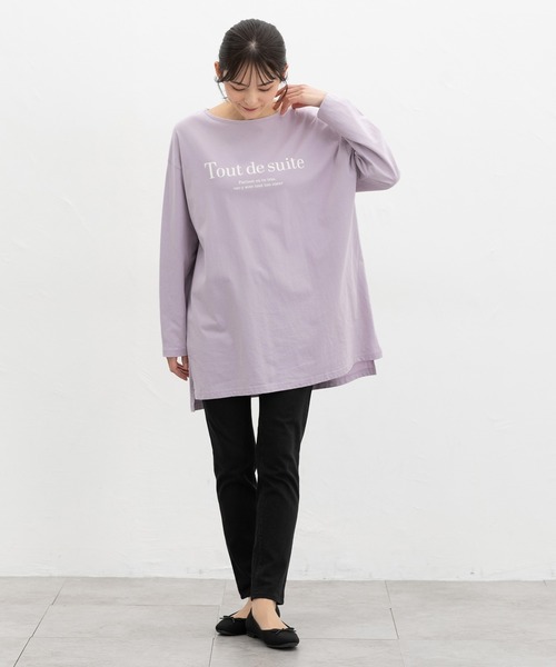 Honeys(ハニーズ)の「ゆるロゴTシャツ(Tシャツ/カットソー・レディース・ライトグレー系/ブラック/ライトブラウン/ライトパープル・F)」の8枚目の写真