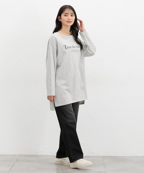 Honeys(ハニーズ)の「ゆるロゴTシャツ(Tシャツ/カットソー・レディース・ライトグレー系/ブラック/ライトブラウン/ライトパープル・F)」の10枚目の写真