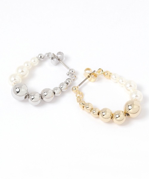 niko and...（ニコアンド）の「メタルパール調MIXピアス（ピアス（両耳用）・レディース・イエロー/グレー・0）」の3枚目の写真