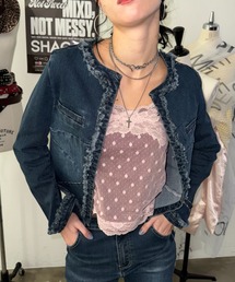 SHAGGIE | フロント切り替えフリンジジャケット(その他アウター)