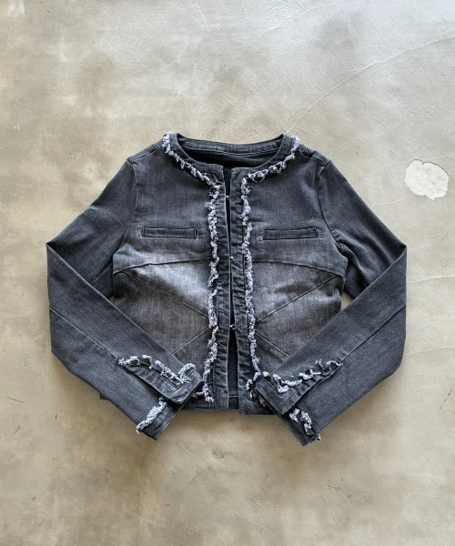 SHAGGIE（シャギー）の「フロント切り替えフリンジジャケット（その他アウター・レディース・ブラック/ブルー・FREE）」の9枚目の写真