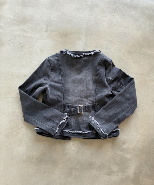 SHAGGIE（シャギー）の「フロント切り替えフリンジジャケット（その他アウター・レディース・ブラック/ブルー・FREE）」の5枚目の写真