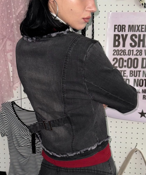 SHAGGIE（シャギー）の「フロント切り替えフリンジジャケット（その他アウター・レディース・ブラック/ブルー・FREE）」の15枚目の写真