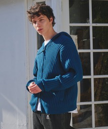 Regen Glanz（レーゲングランツ）の「rib knit double zip hoodie / リブニットダブルジップフーディー（パーカー）」
