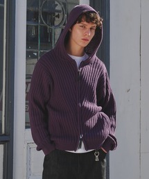 Regen Glanz（レーゲングランツ）の「rib knit double zip hoodie / リブニットダブルジップフーディー（パーカー）」