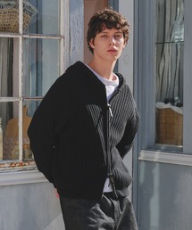 Regen Glanz（レーゲングランツ）の「rib knit double zip hoodie / リブニットダブルジップフーディー（パーカー）」